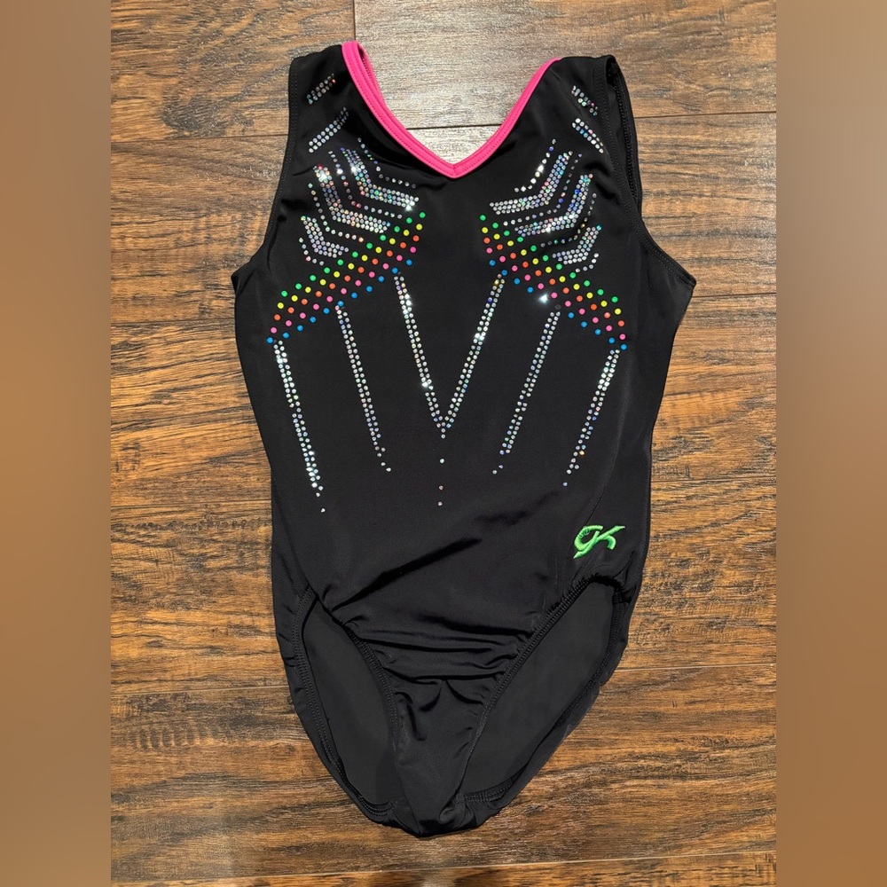 GK Elite gymnastics leotard with matching scrunchie.